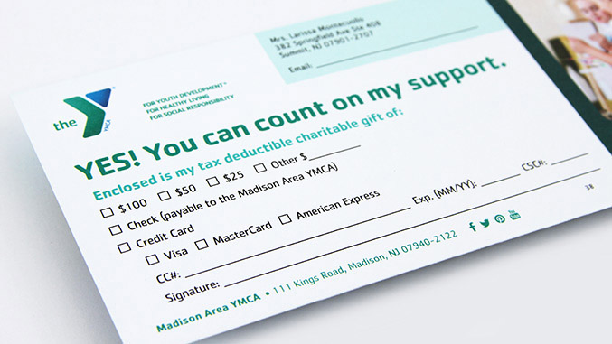 YMCA Reply Donation Card Detail – Not for profit direct mail campaign – Annual appeal designer