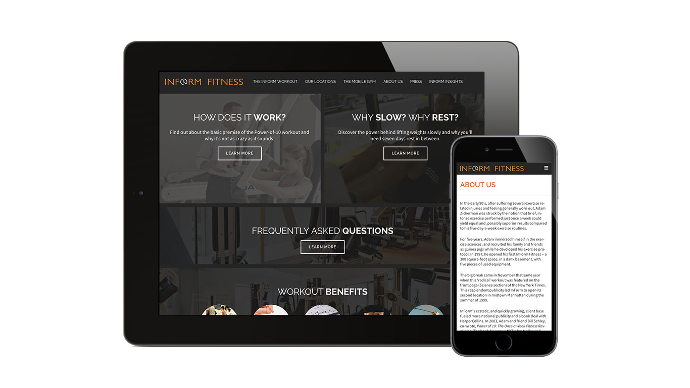Personal training repsonsive website for InForm Fitness