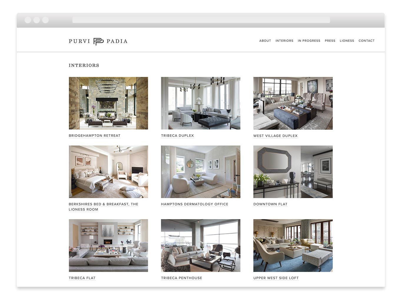 interior designer responsive website interiors page