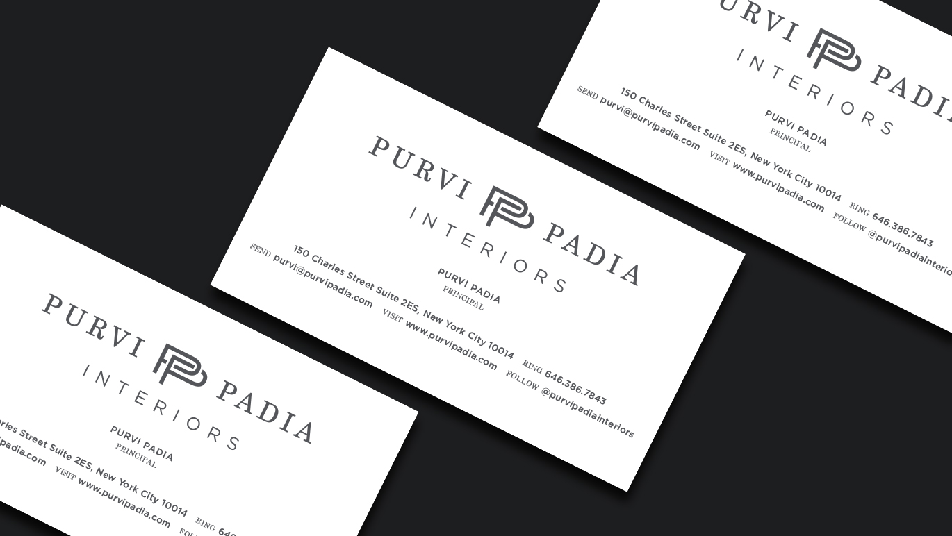 Purvi Padia interior designer business cards