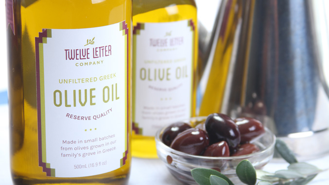 Artisanal olive oil package designers, label design detail