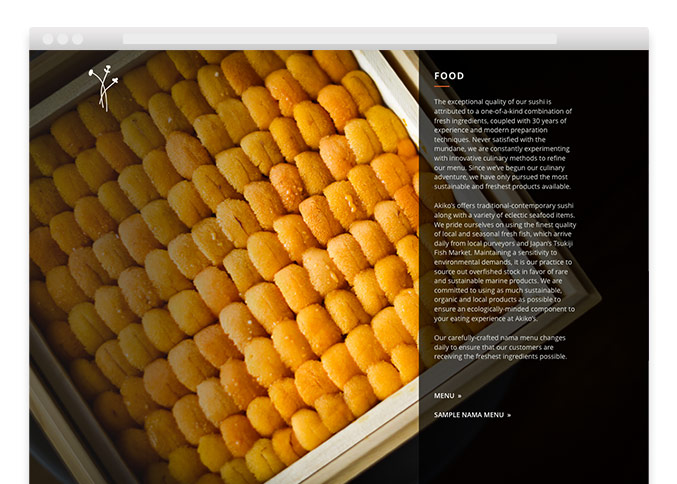 Akikos Sushi Restaurant Responsive Website Food Detail Page