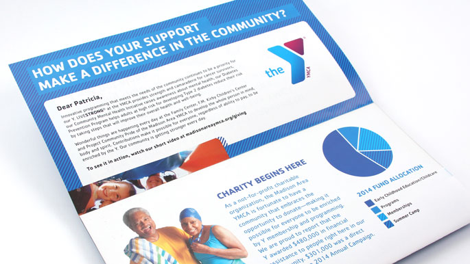 Award-winning non profit direct mail design for the Madison Area YMCA