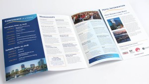 Center spread of national nonprofit self mailer brochure design