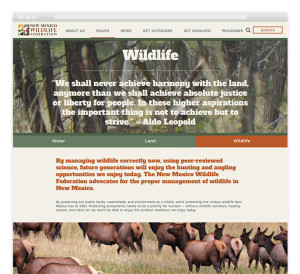 New Mexico Wildlife Federation responsive website wildlife detail page