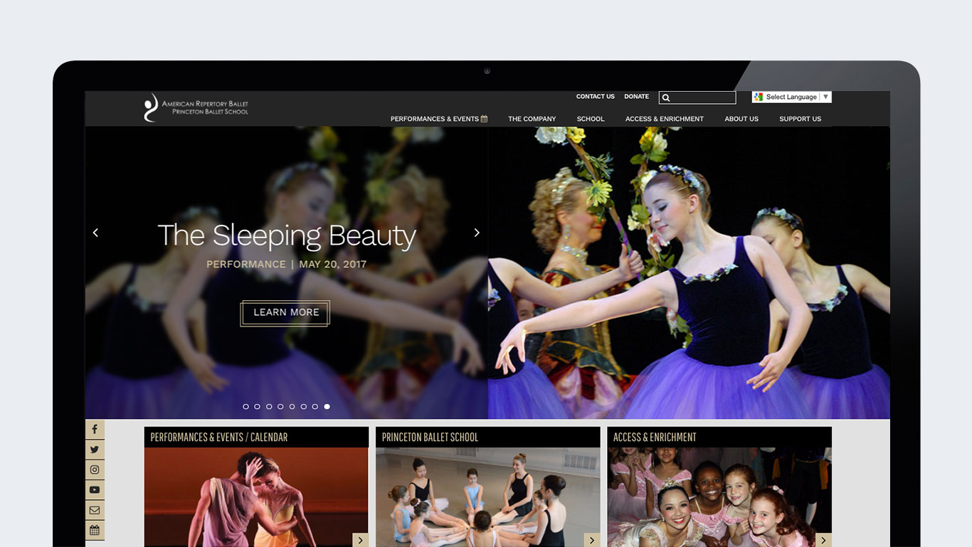 Ballet website design – American Repertory Ballet – Trillion Creative