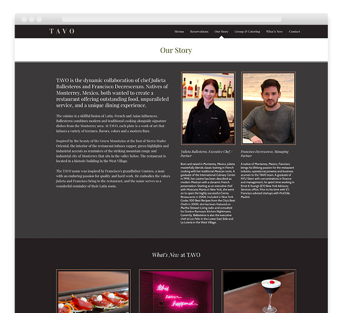 TAVO NYC Restaurant Website Design – Trillion Creative