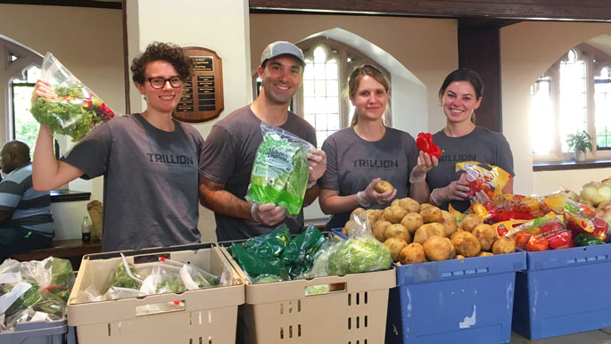 Trillion community service not-for-profit soup kitchen giving back volunteer poverty food waste