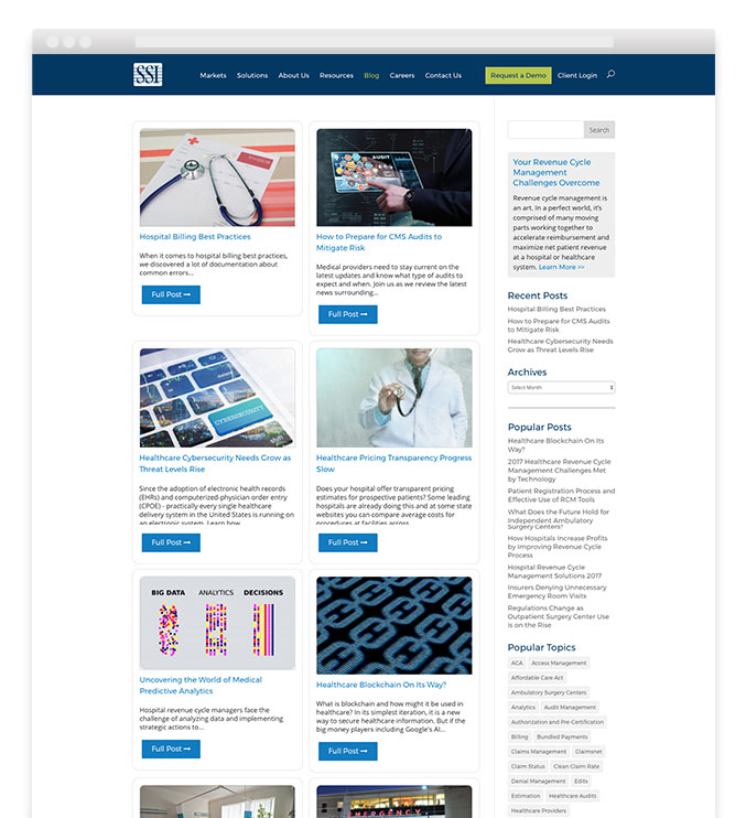 Corporate Healthcare Website Design Blog Card Articles