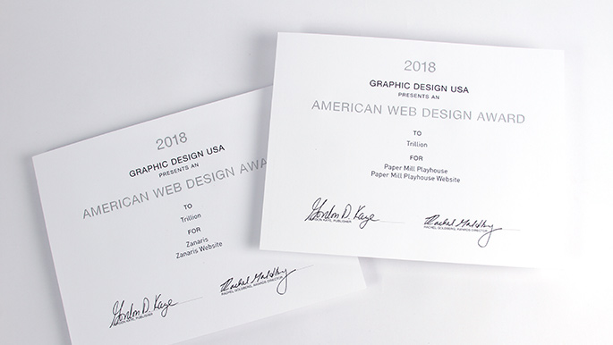 GD USA Award Winner 2018 Summit NJ Web Design Company Paper Mill Playhouse Zanaris