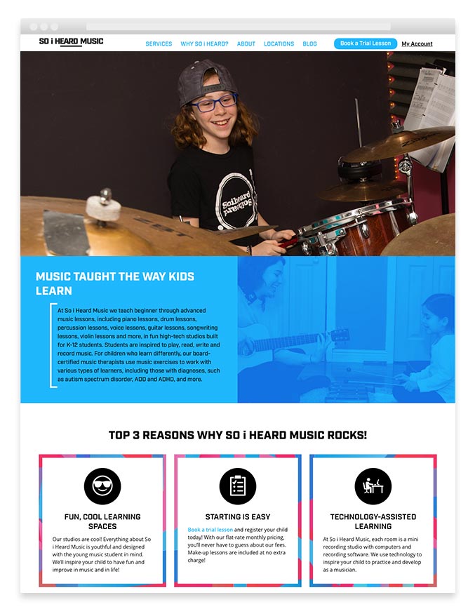 Fun Music School Branding Web Design Agency NJ