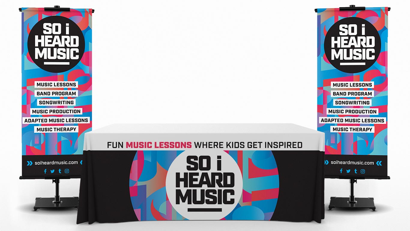 Fun Music School Table Cloth Pop-up Banner Branding Design Agency NJ