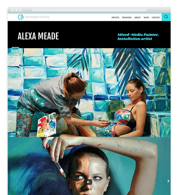 Entertainment Agency Website Alexa Meade Artist Page