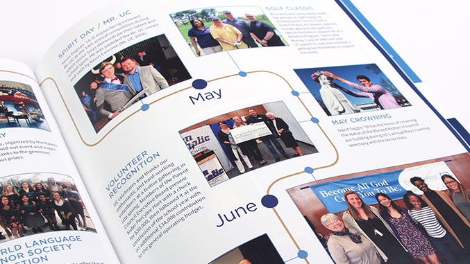 Alumni Magazine Timeline Spread Design