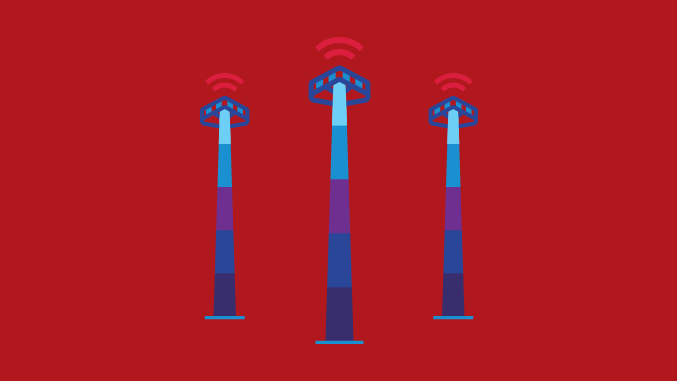 Telecom Merger Rebranding Custom Illustration Tower Siting