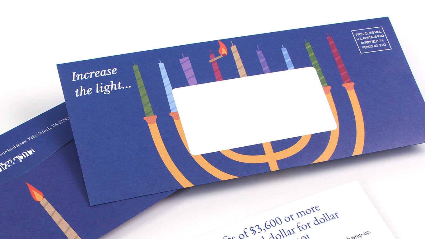 Chanukah Appeal Converted Envelope Menorah Illustration