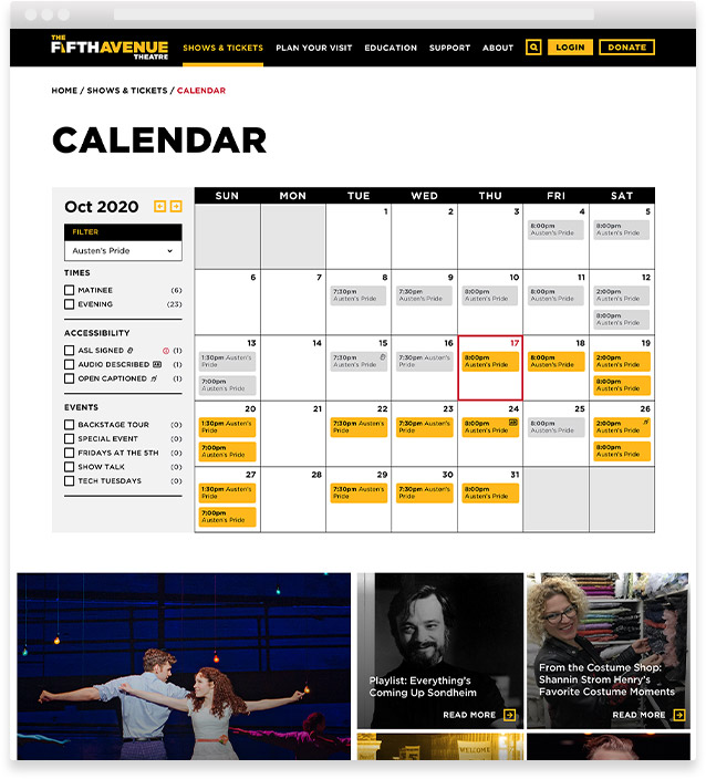 Seattle's 5th Avenue Theatre Website Design by Trillion
