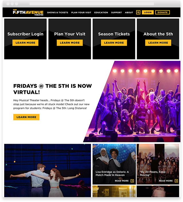 Theatre Website Design Homepage