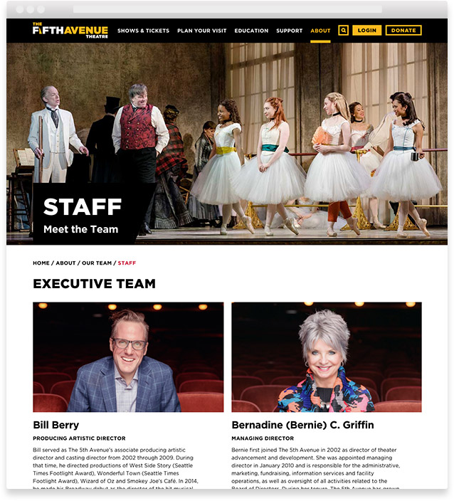 Theatre Website Design Staff Page