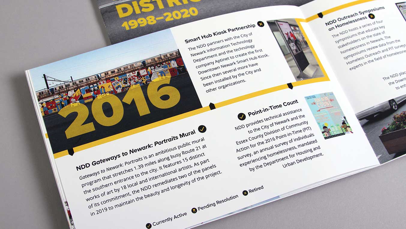 Timeline booklet by a design agency in NJ