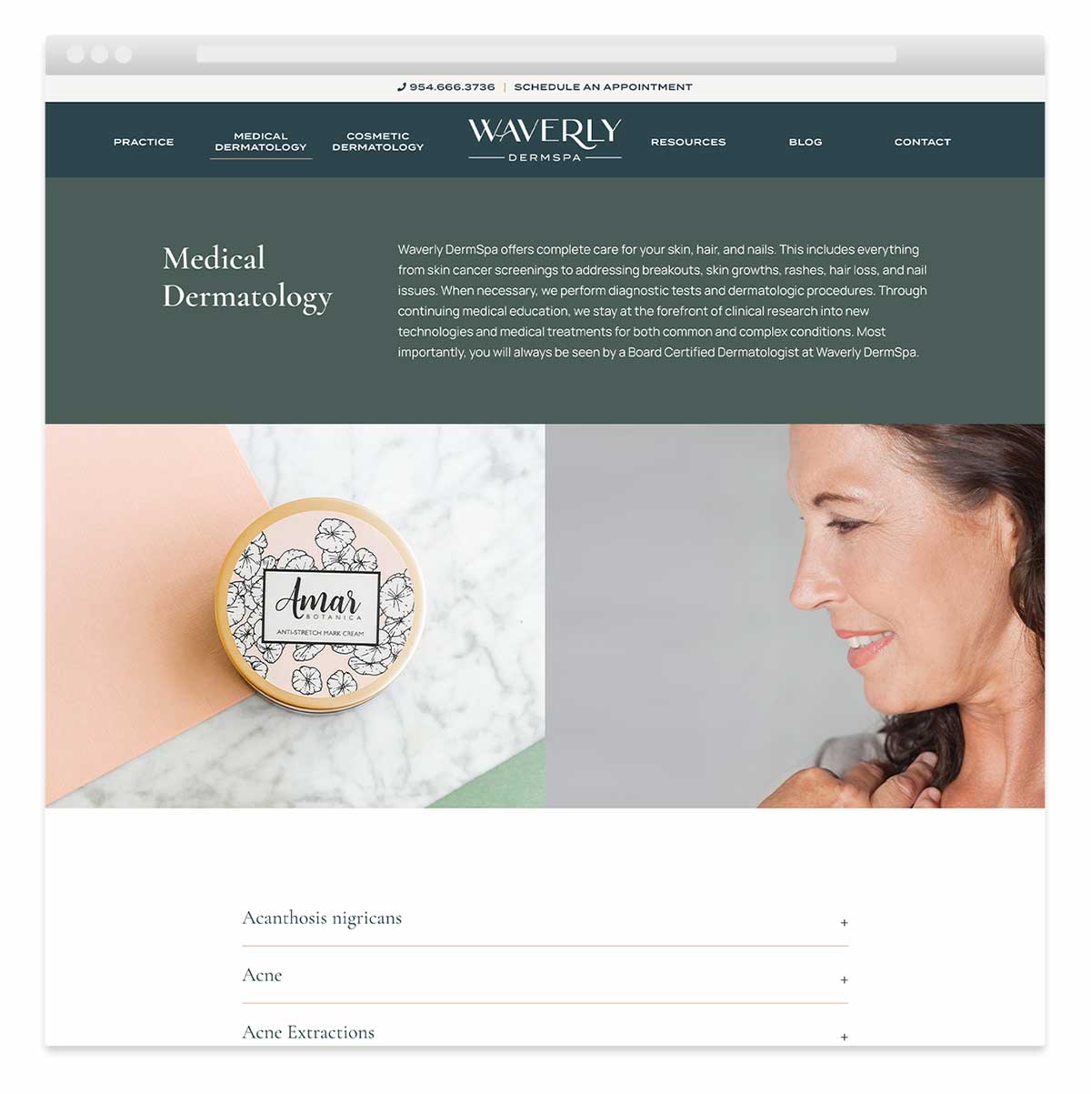 medical dermatology website design