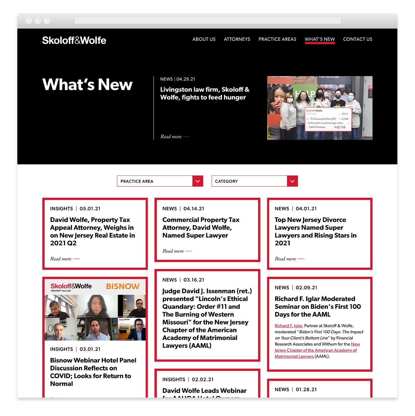 Modern law firm website news design