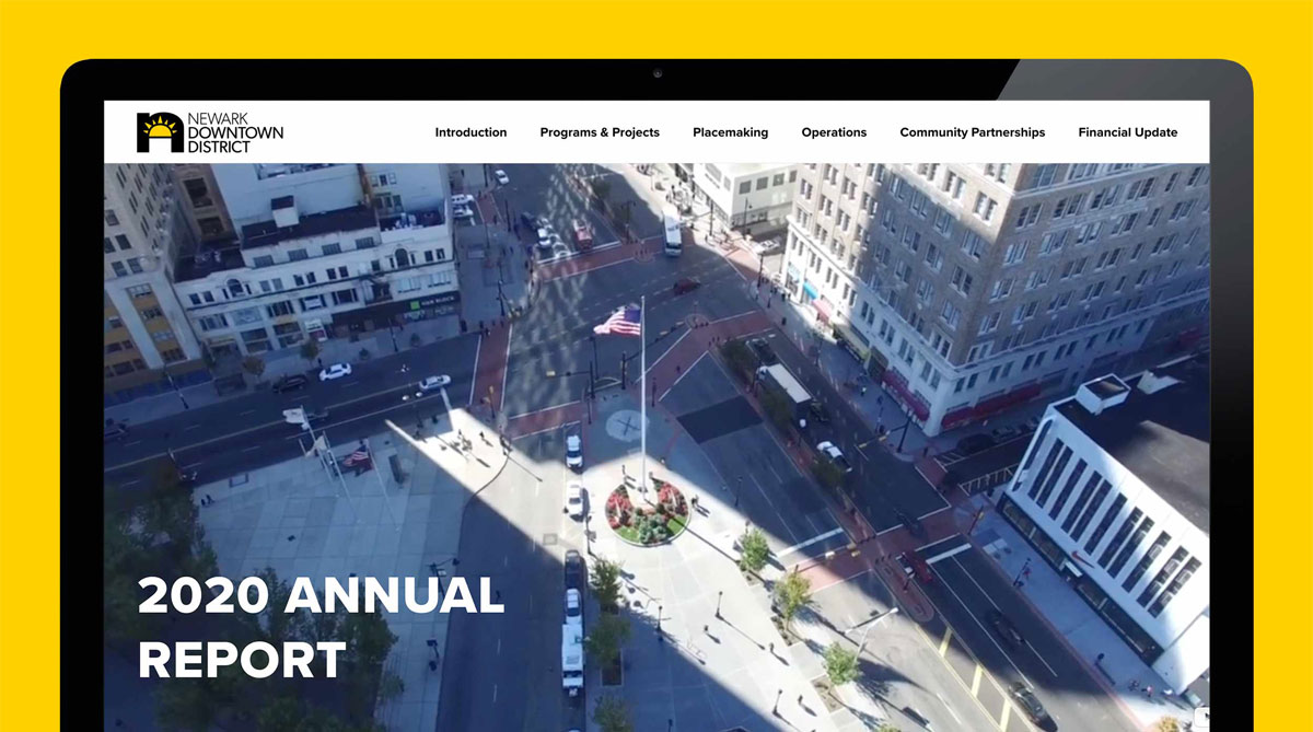 annual report website design for Newark Downtown District