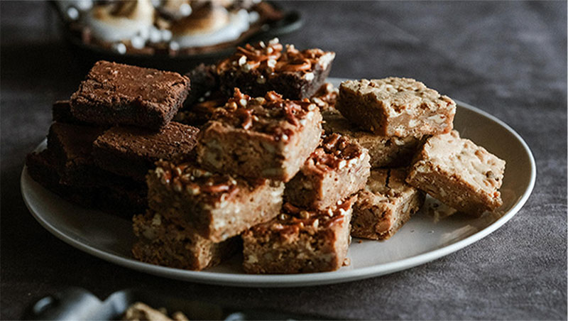 Catering menu design food photography of brownies and blondies