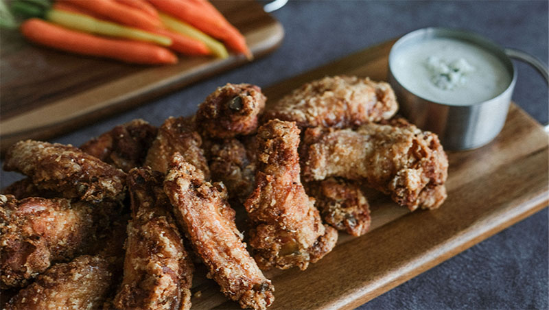 Catering menu design photography of wings