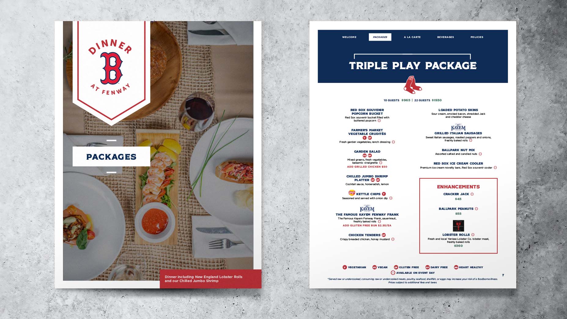 stadium menu design packages