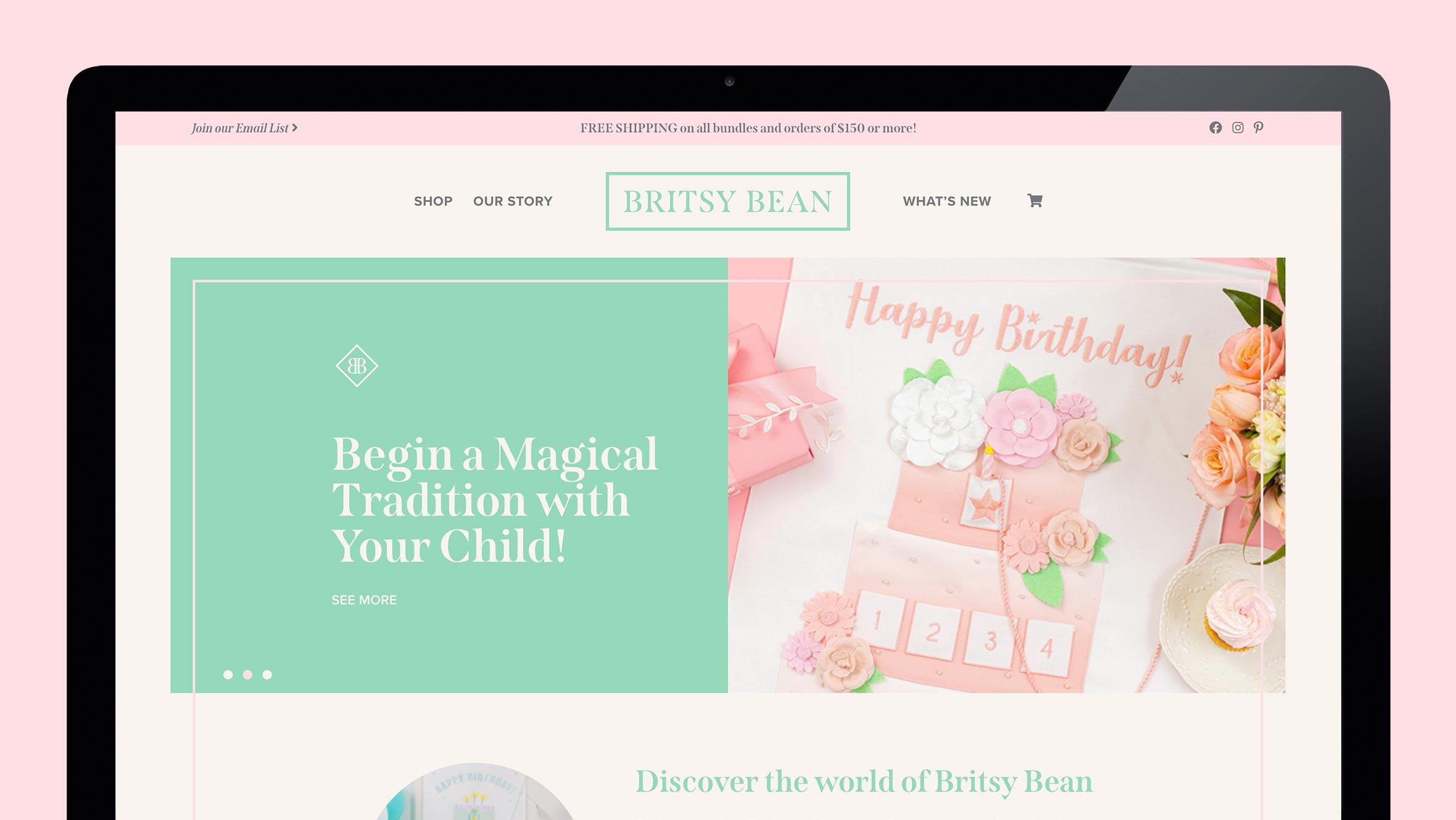 Britsy Bean E-Commerce Website Homepage