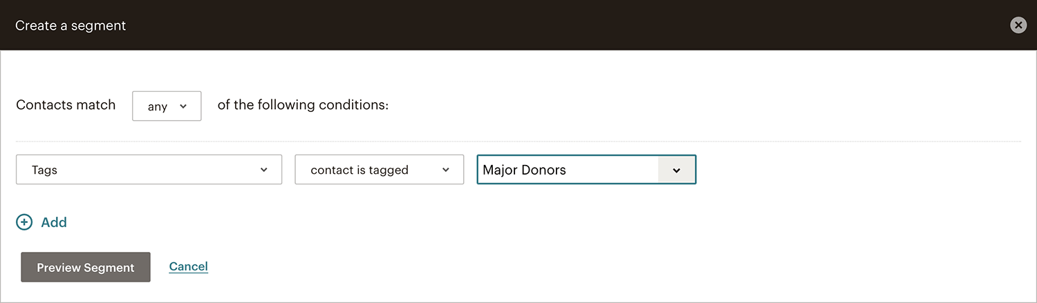 segment donor list showing donor level