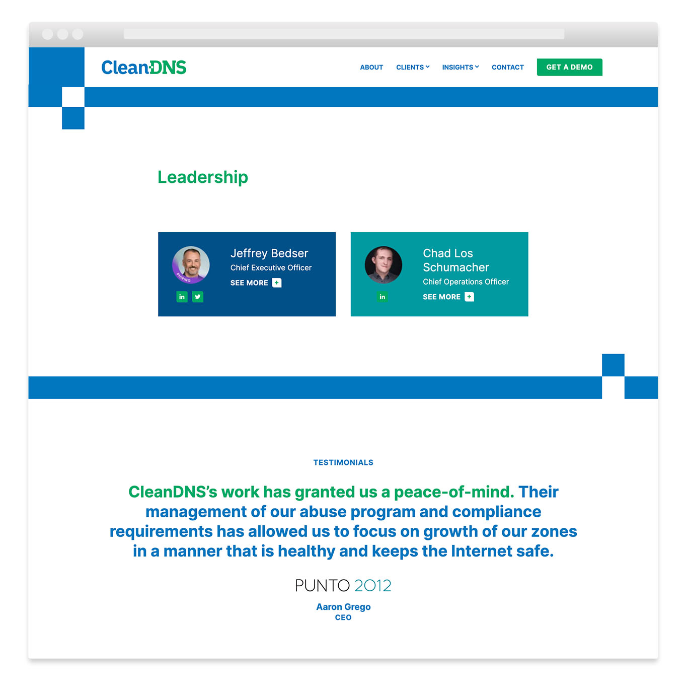 technology website design leadership page