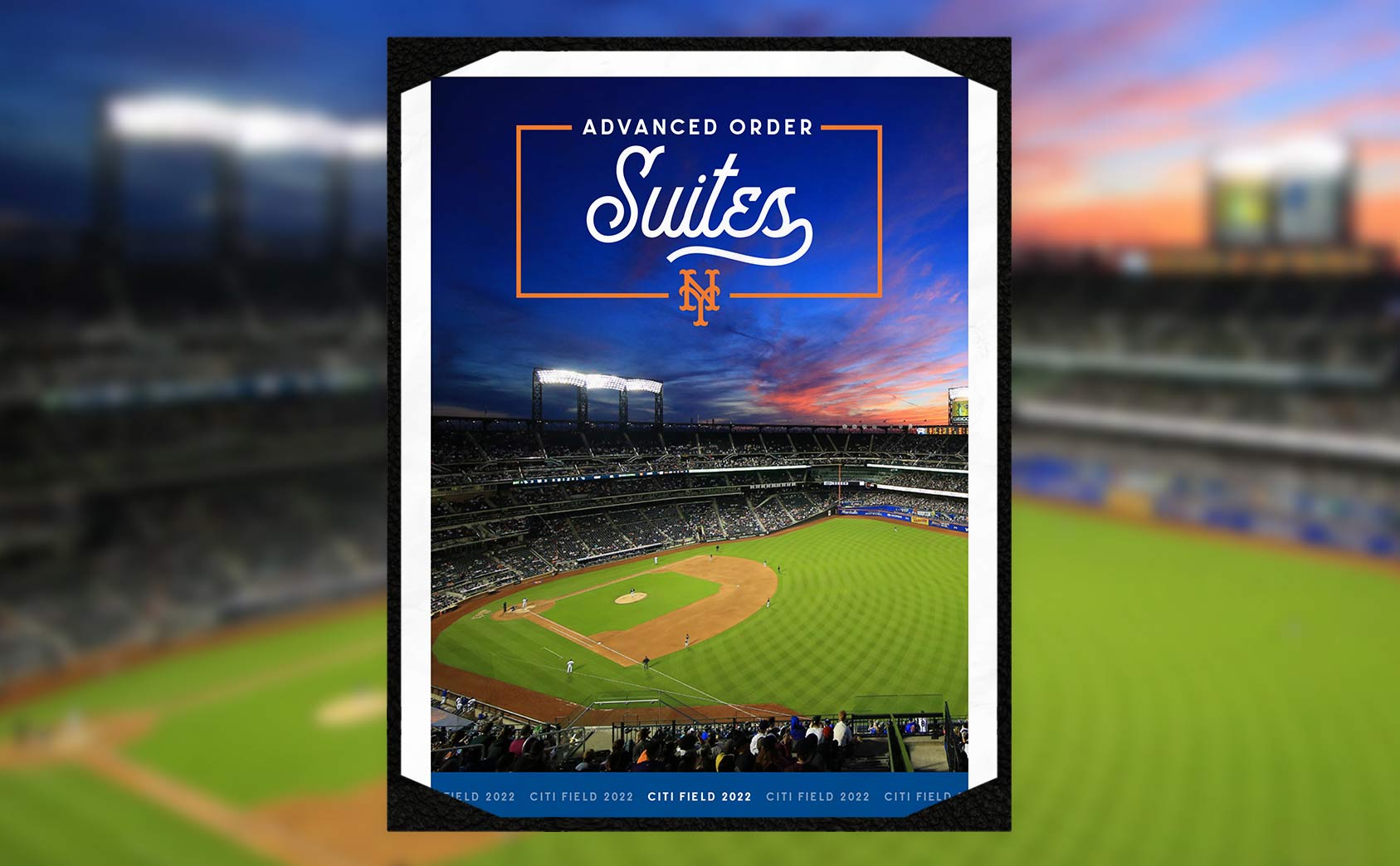 Cover of a menu design for Citi Field, a stadium or arena in New York City.