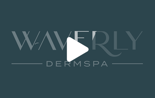 Waverly DermSpa logo animation with play icon on top.