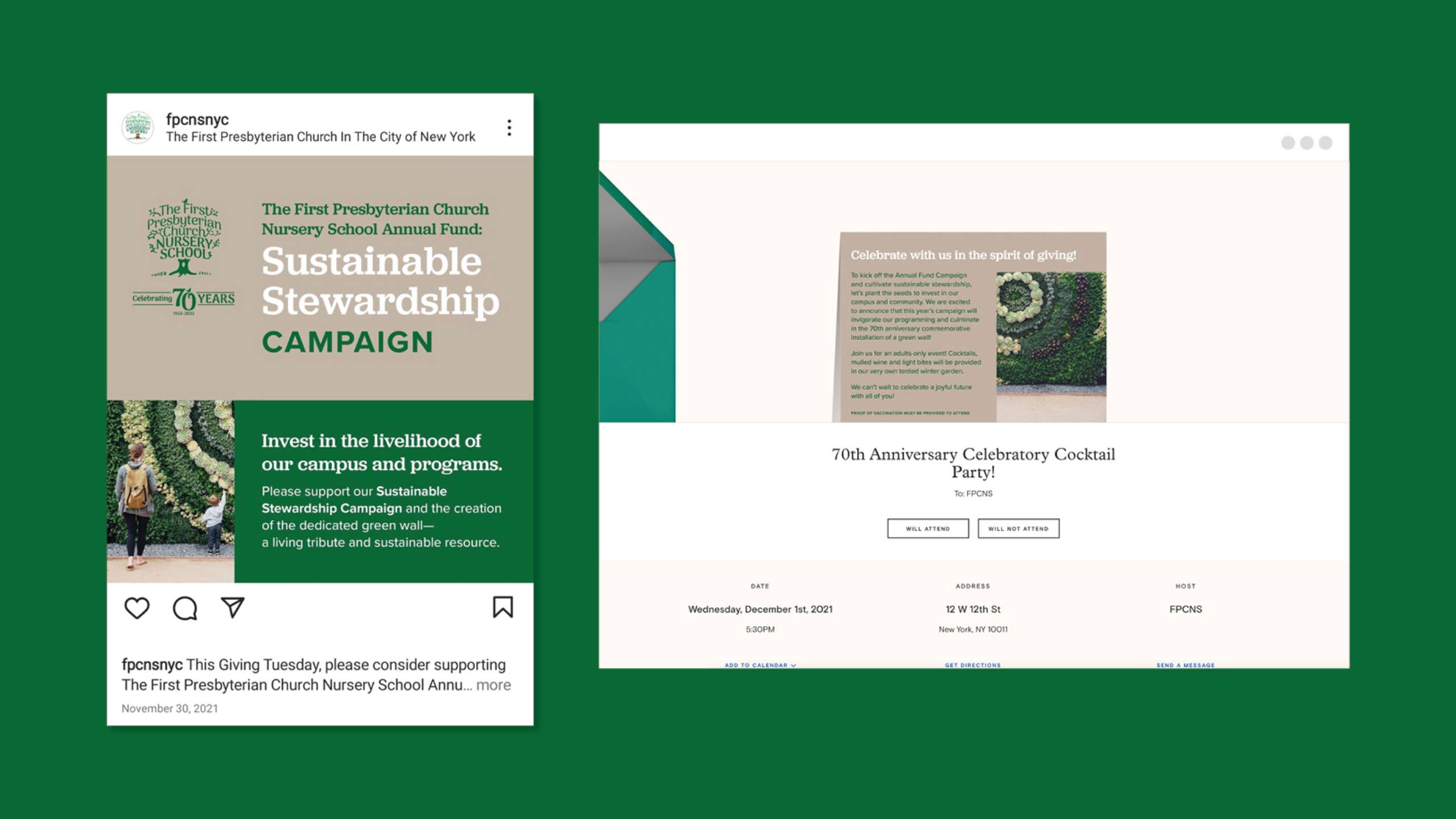 The First Presbyterian Church Nursery School Sustainable Stewardship Campaign Digital Invitation