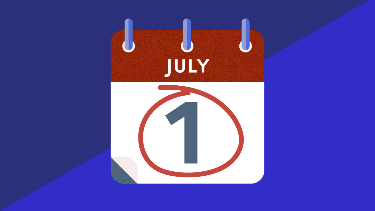 Calendar with July 1 circled in red