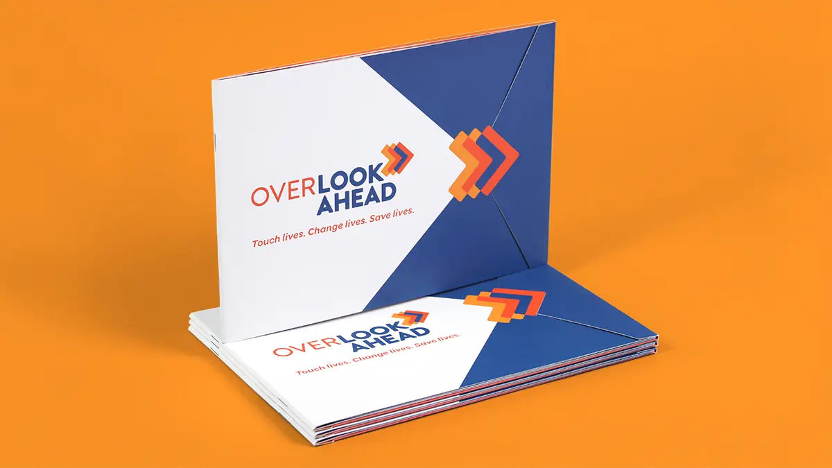 A successful capital campaign tagline shown on the Overlook Ahead brochure.