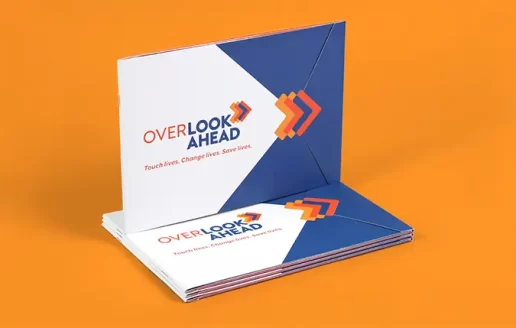 A successful capital campaign tagline shown on the Overlook Ahead brochure.