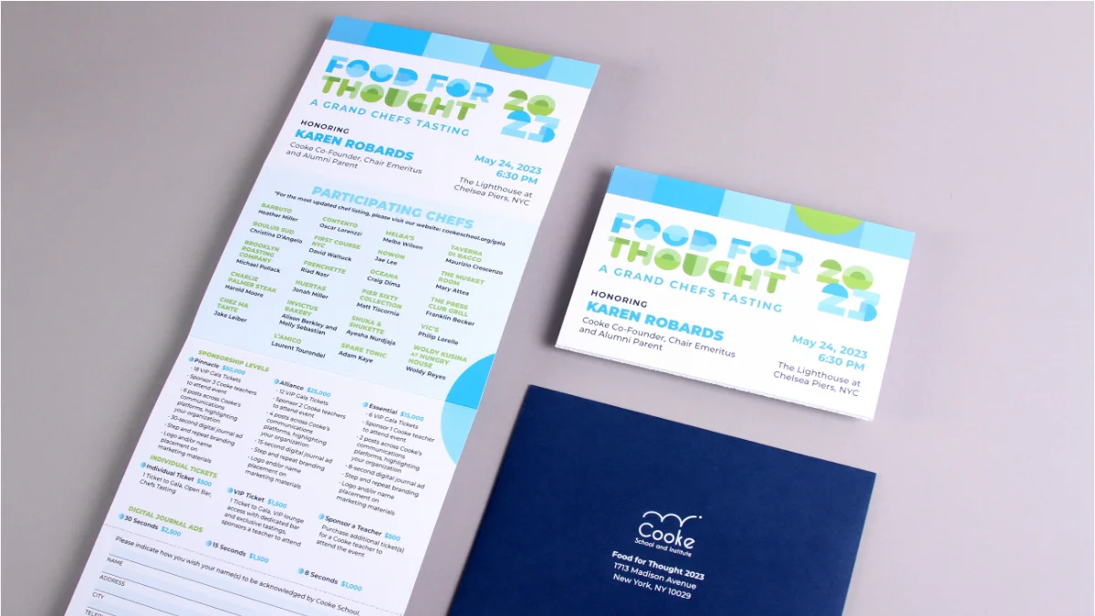 Branded reply card and blue reply envelope