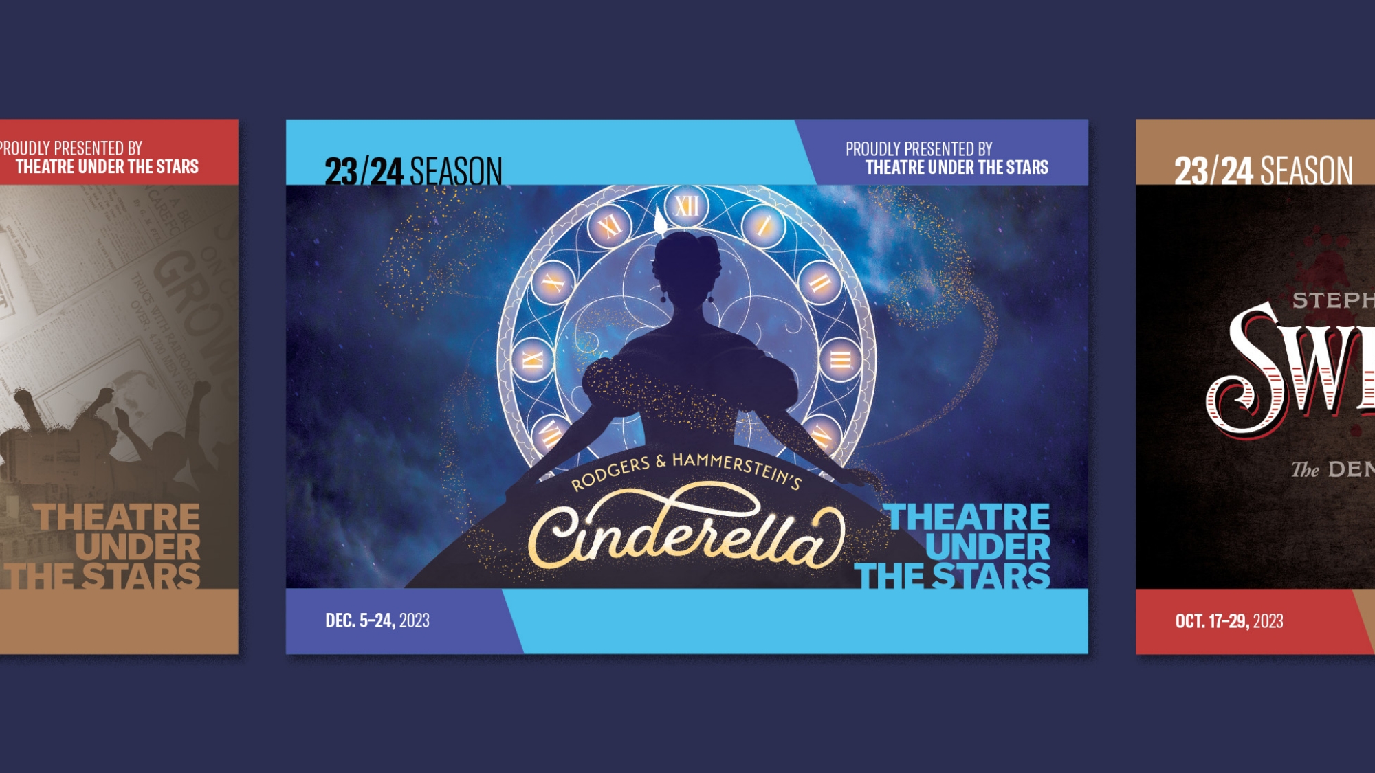 TUTS theatre season branding postcards