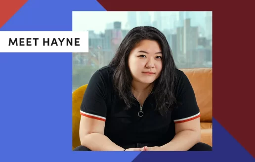 A photo of Trillion Marketing Designer Hayne Park, with the caption, "Meet Hayne".
