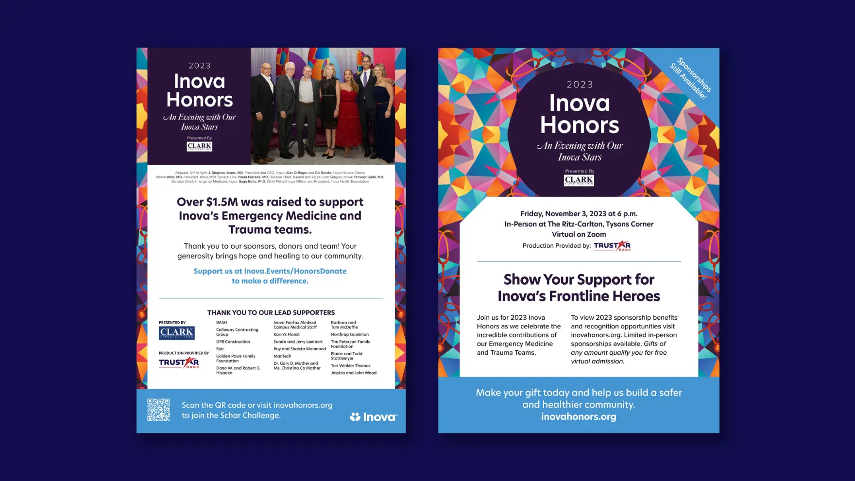 Ad marketing samples for the Inova Honors Gala.