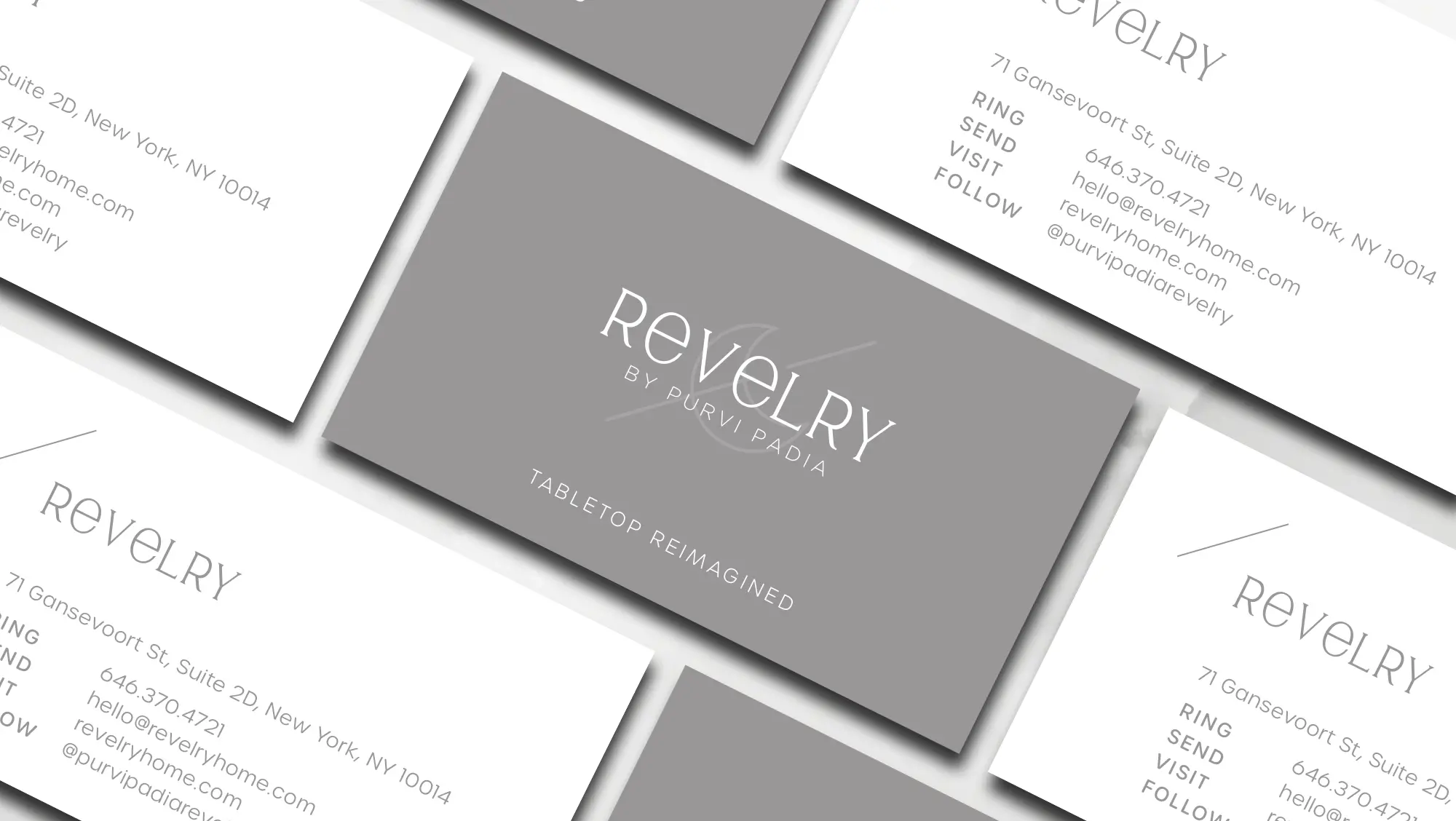 Revelry Home business cards for selling tableware on their ecommerce website