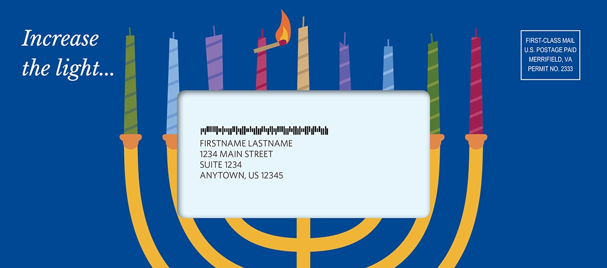 Chanukah Appeal Converted Envelope Menorah Illustration