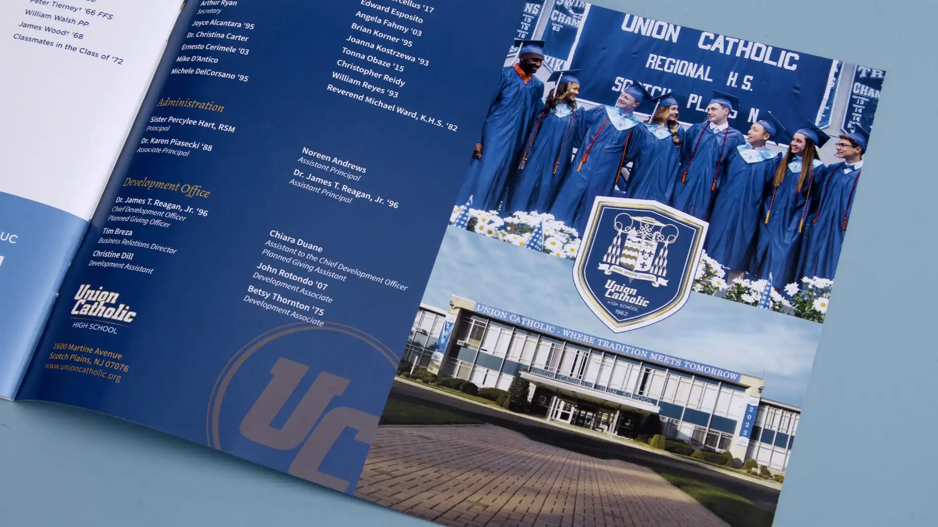 Union Catholic High School donor report page design