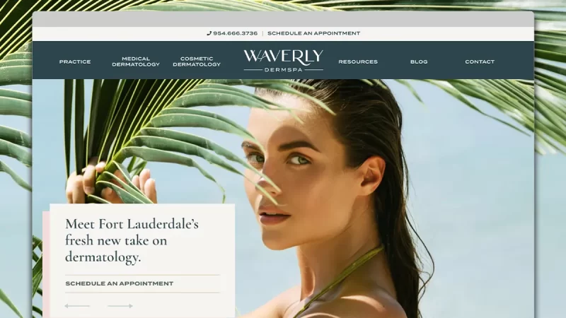 Waverly Dermspa website homepage hero web design