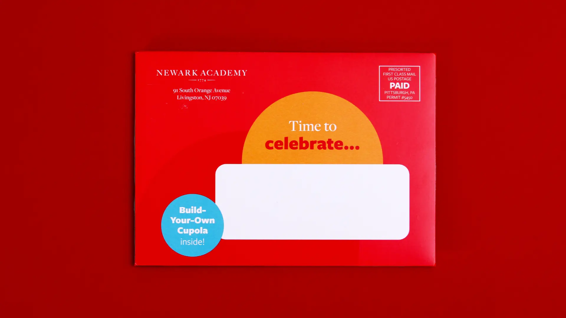 Self-mailer design for Newark Academy 250th Anniversary Appeal.