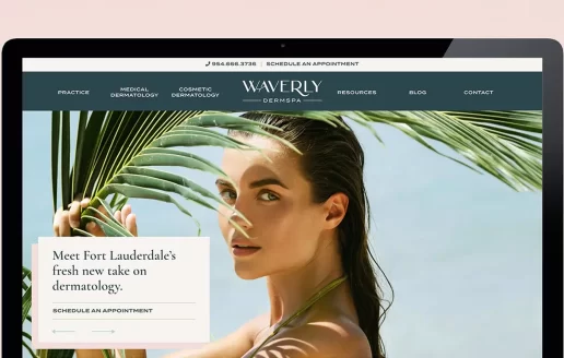 Waverly Dermspa website homepage hero web design