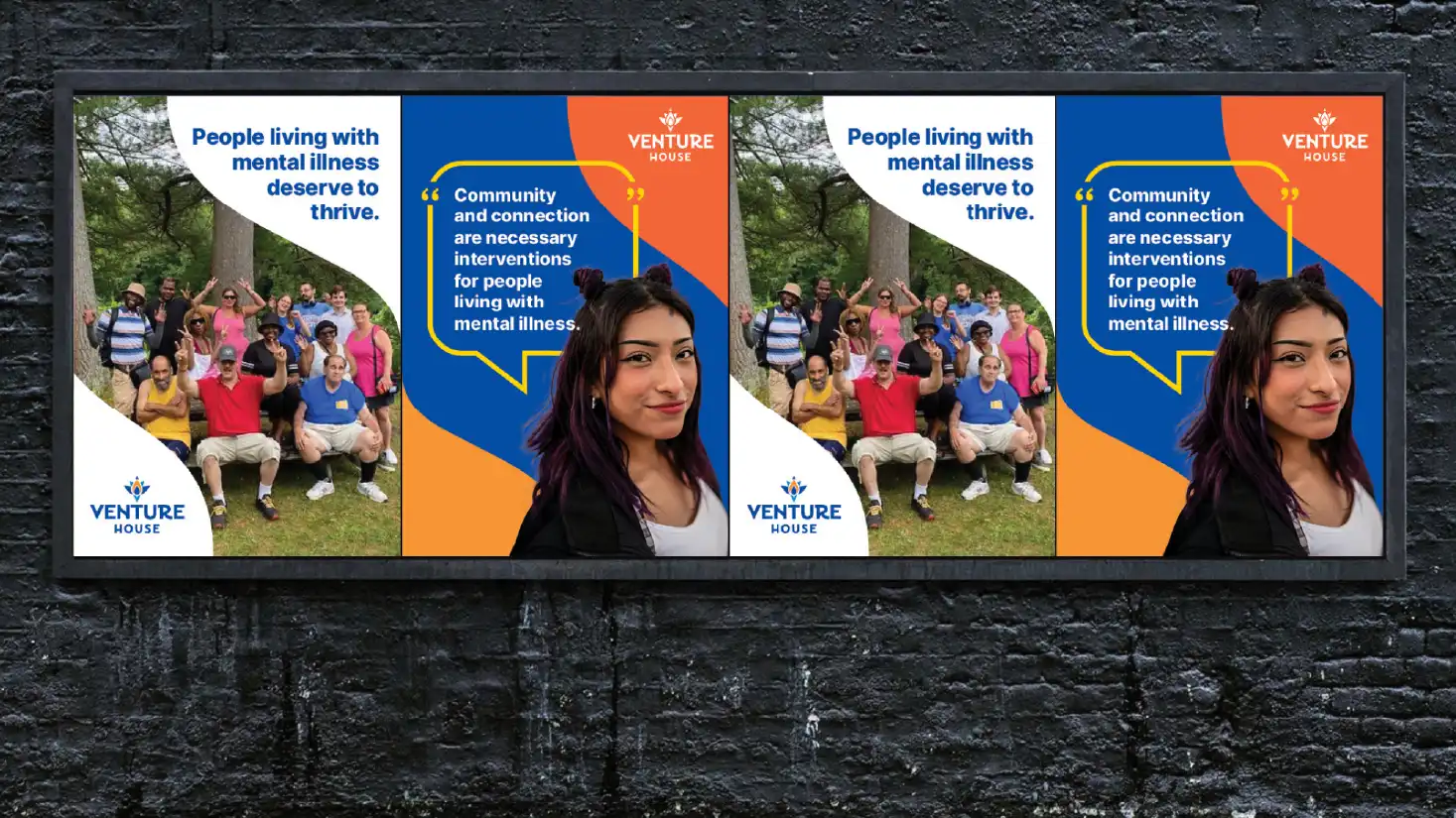 mental health poster designs and branding for Venture House, located in the boroughs of New York City